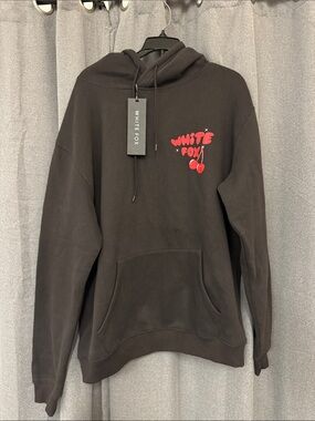 Women’s White Fox Black Hoodie with Red Logo